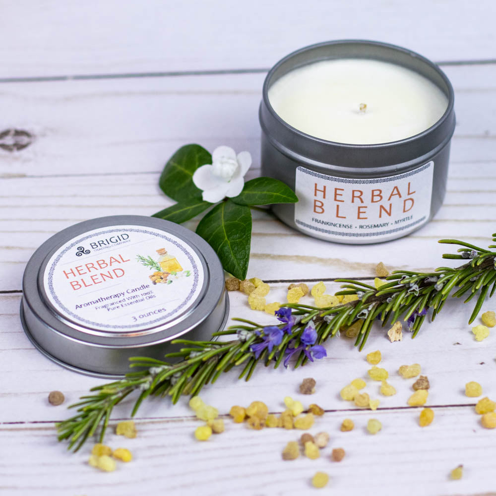 Herbal Blend Soy Wax Candle Frankincense Rosemary Myrtle