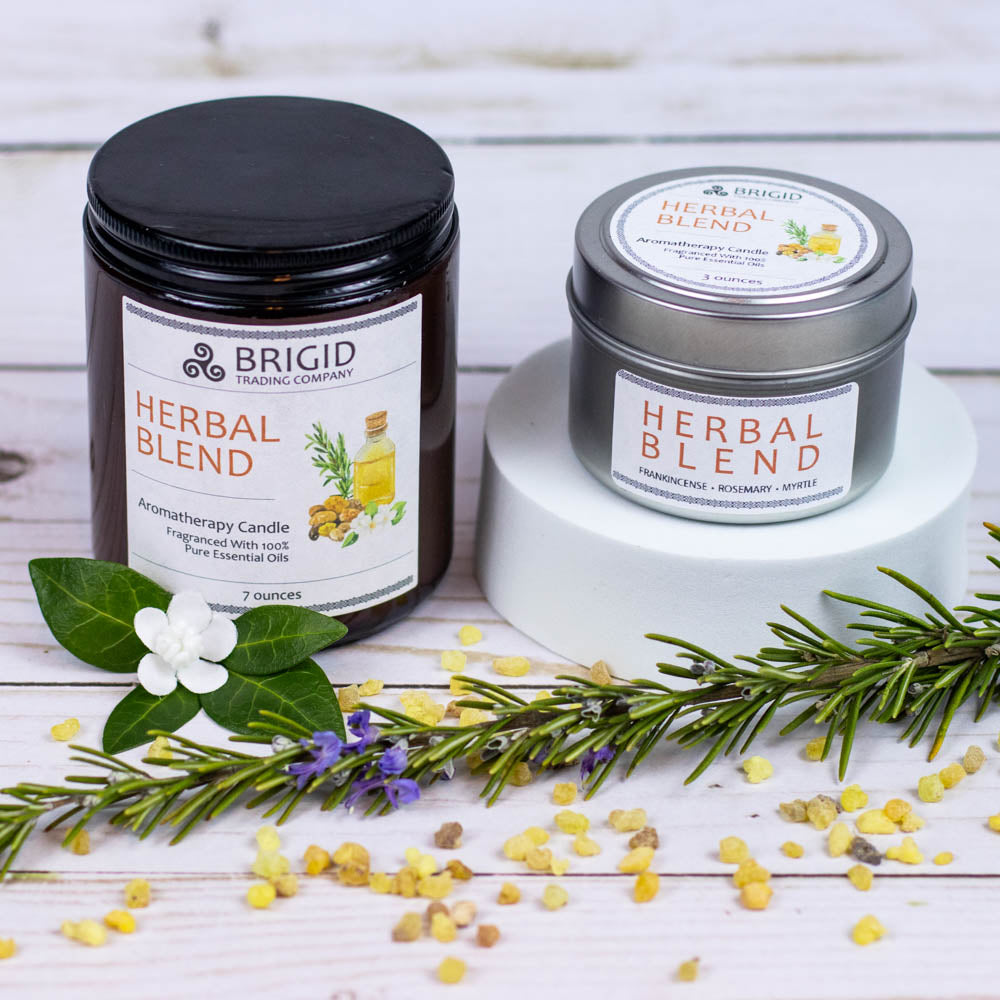 Herbal Blend Soy Wax Candle Frankincense Rosemary Myrtle