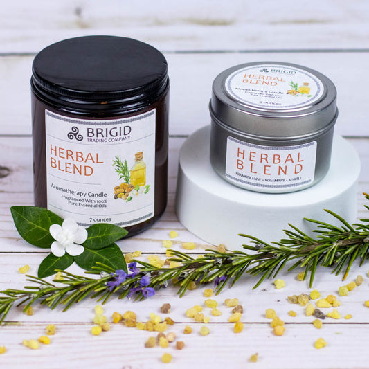 Herbal Blend Soy Wax Candle Frankincense Rosemary Myrtle