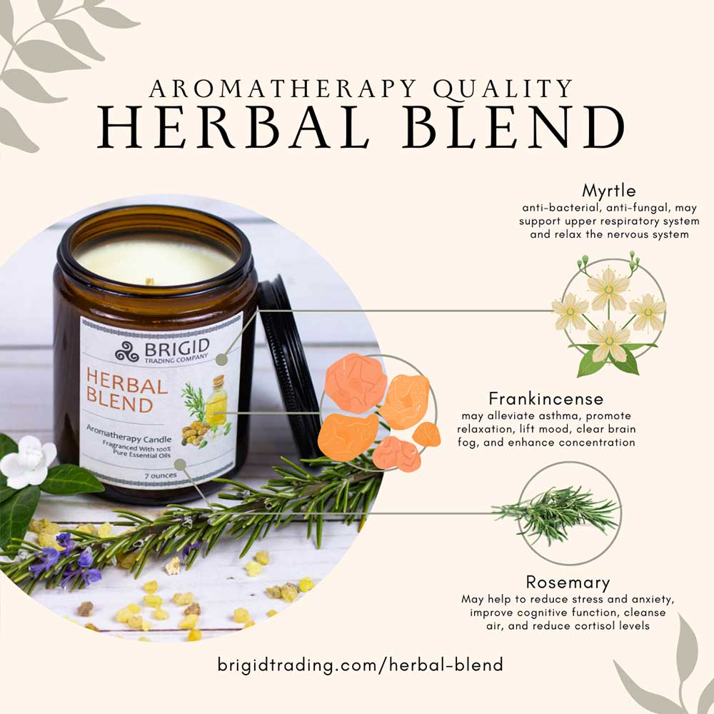 Herbal Blend Soy Wax Candle Frankincense Rosemary Myrtle