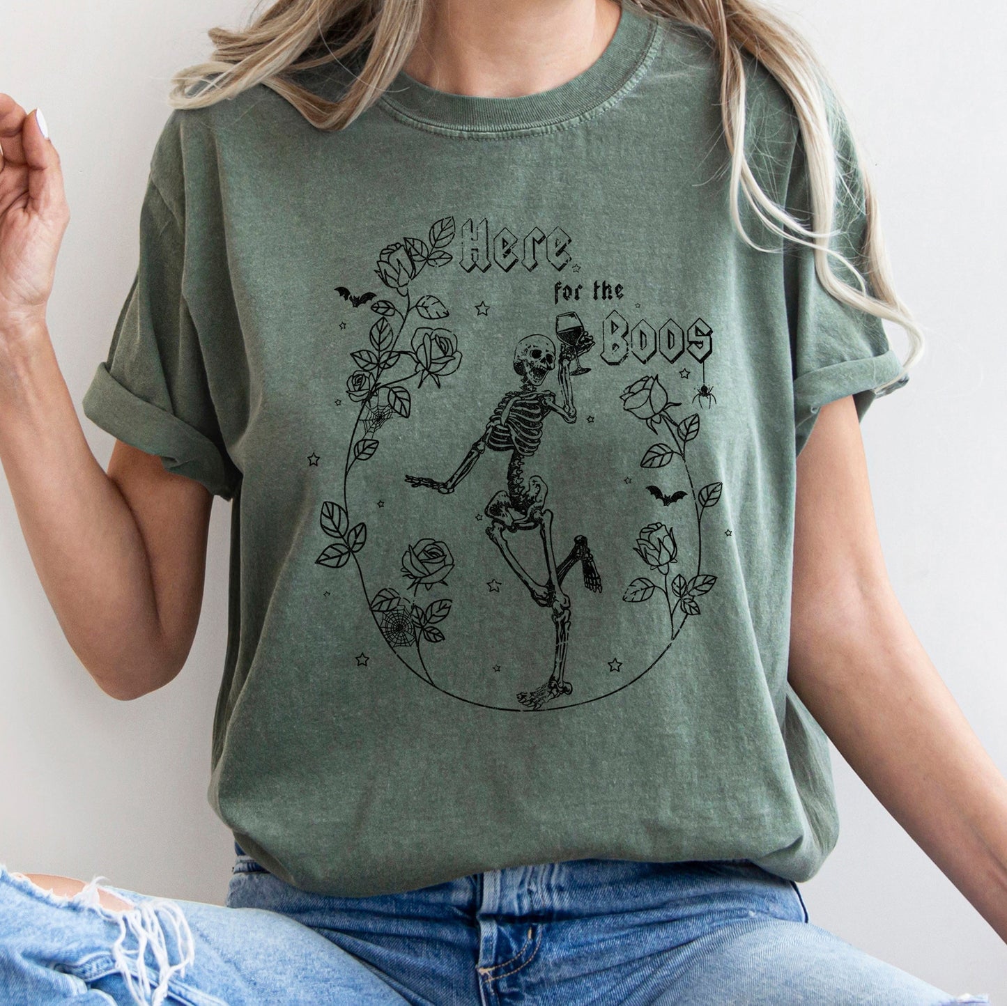 Here For The Boos Retro Halloween Comfort Colors T-shirt