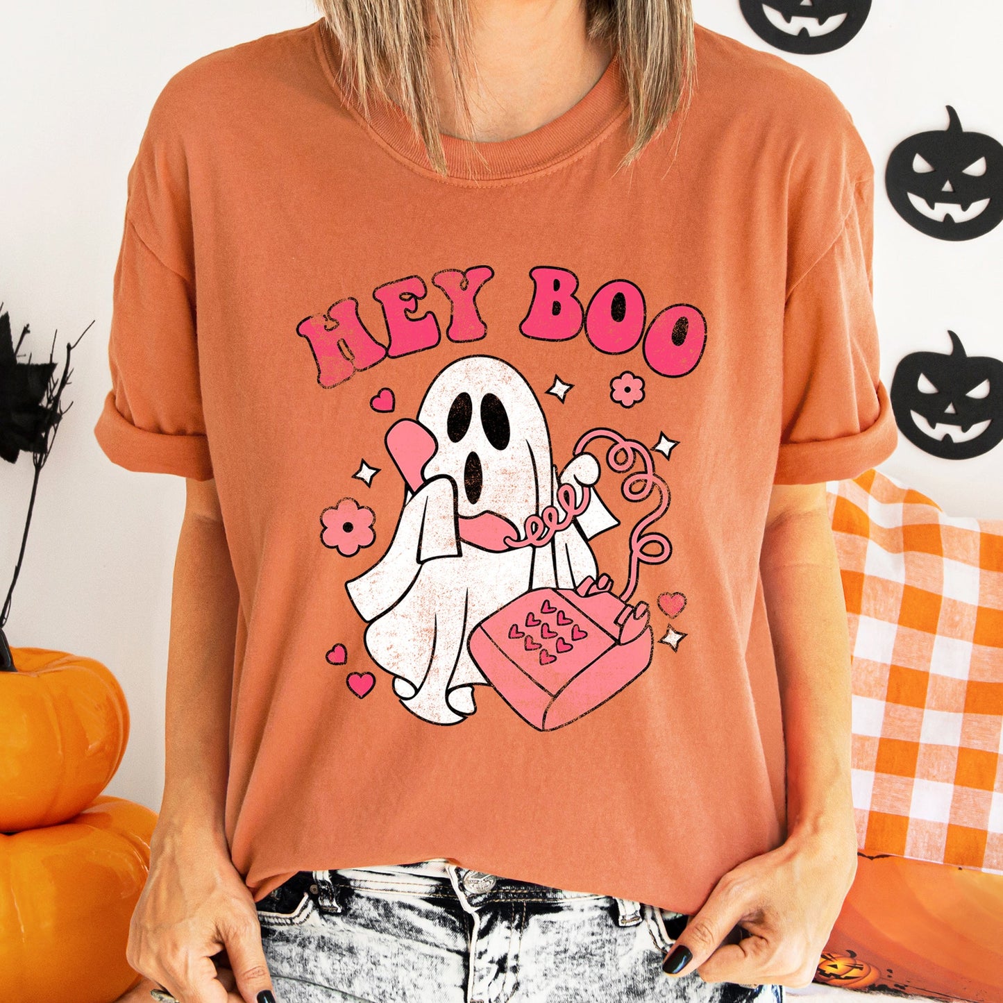 Hey Boo Retro Halloween Comfort Colors T-shirt
