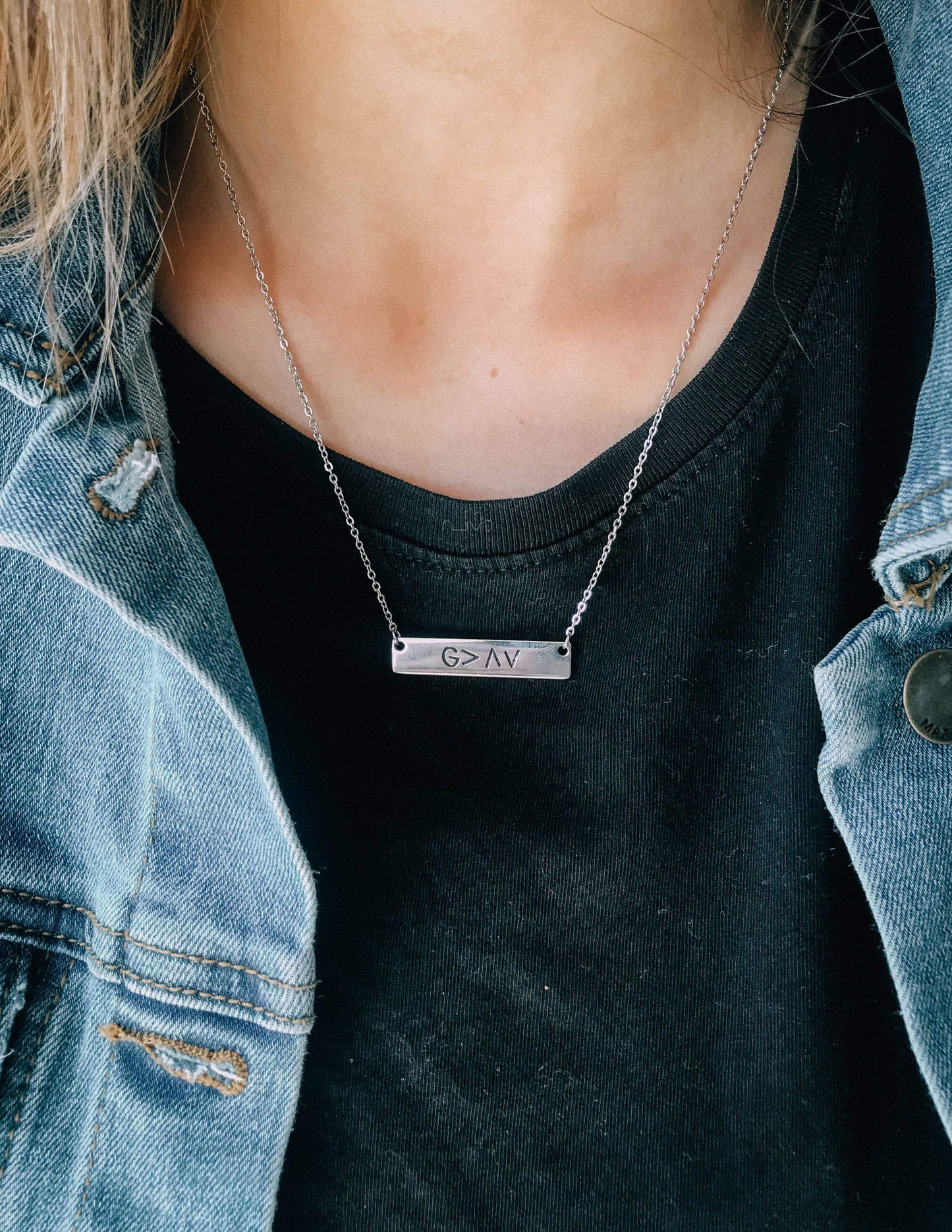 Highs and Lows Silver Bar Necklace with 18' Chain by Elevated Faith