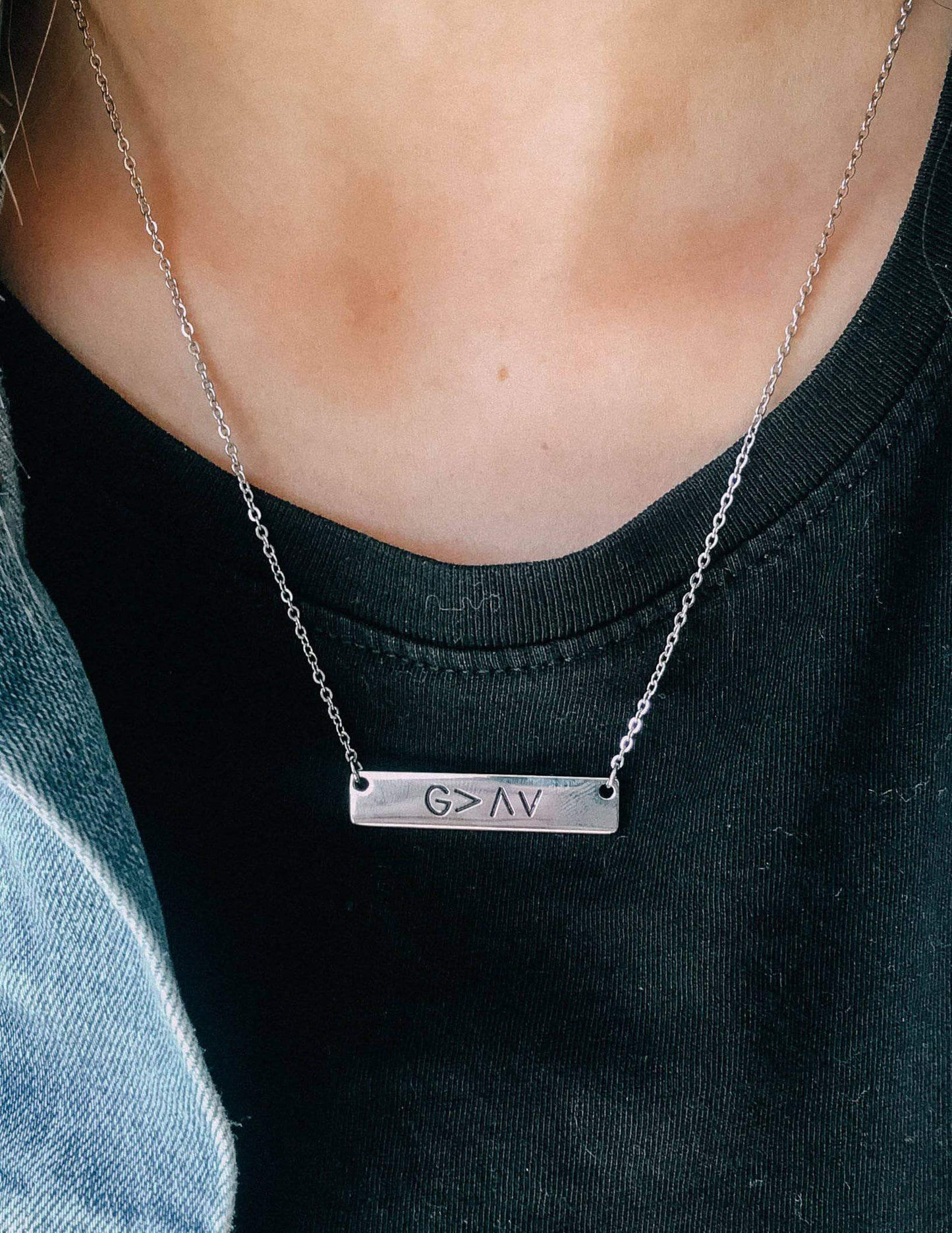 Highs and Lows Silver Bar Necklace with 18' Chain by Elevated Faith