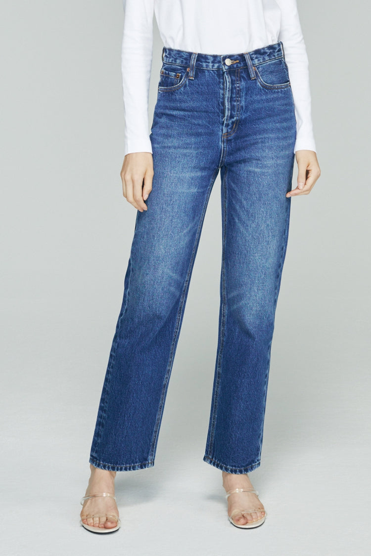 High Rise Straight Ankle Jeans Mid-weight Denim Manhattan HJ160