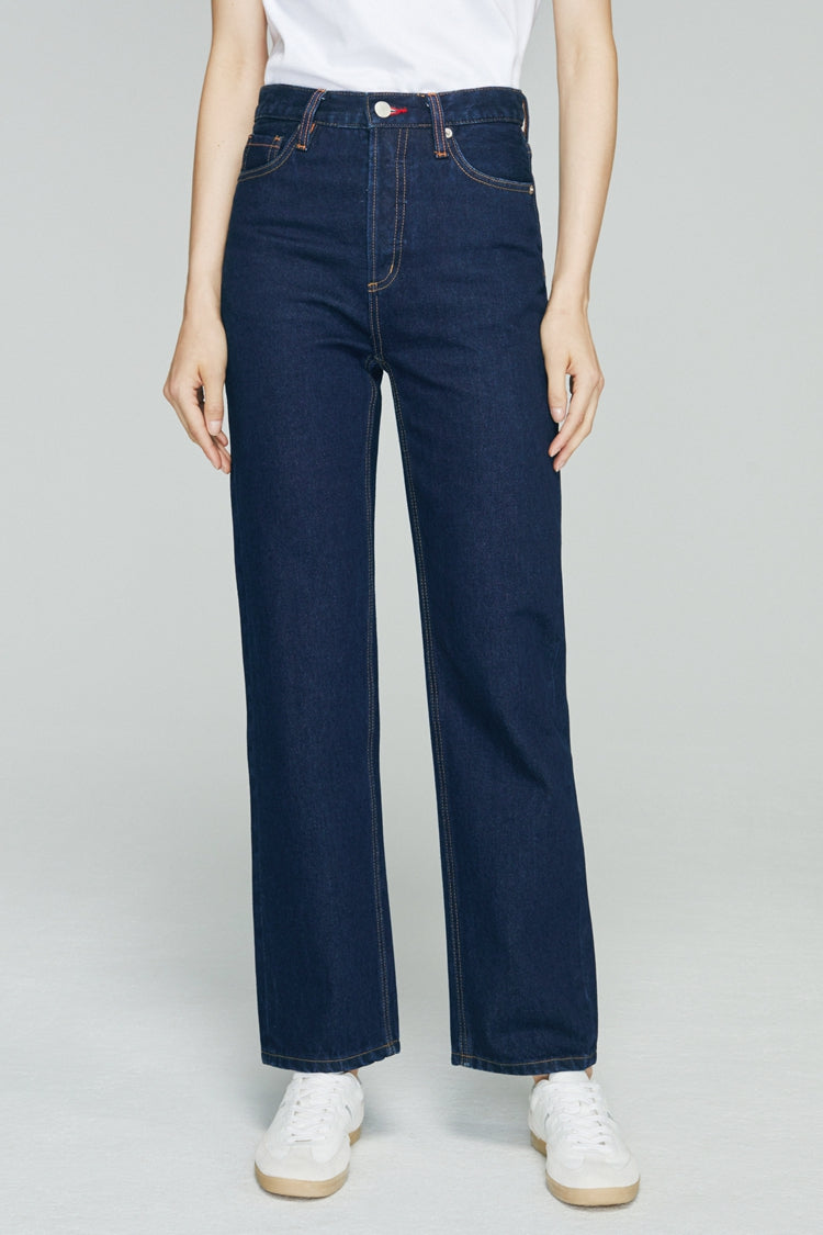 High Rise Straight Ankle Jeans Mid-weight Denim Manhattan HJ160