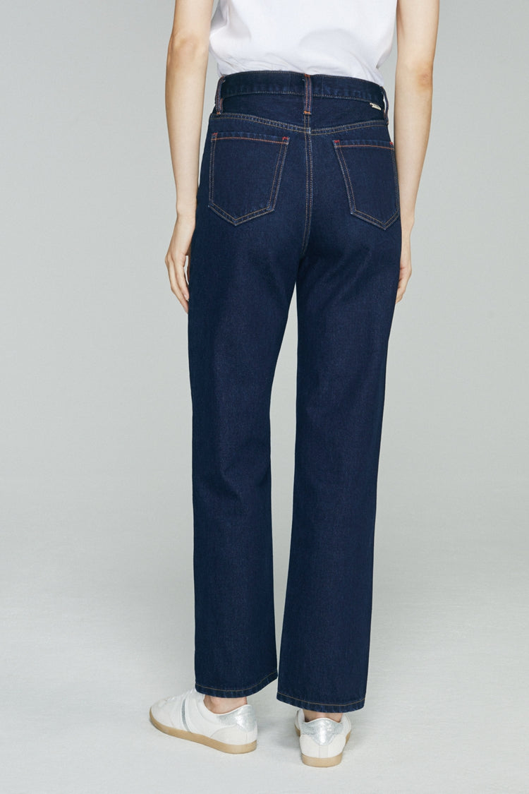 High Rise Straight Ankle Jeans Mid-weight Denim Manhattan HJ160