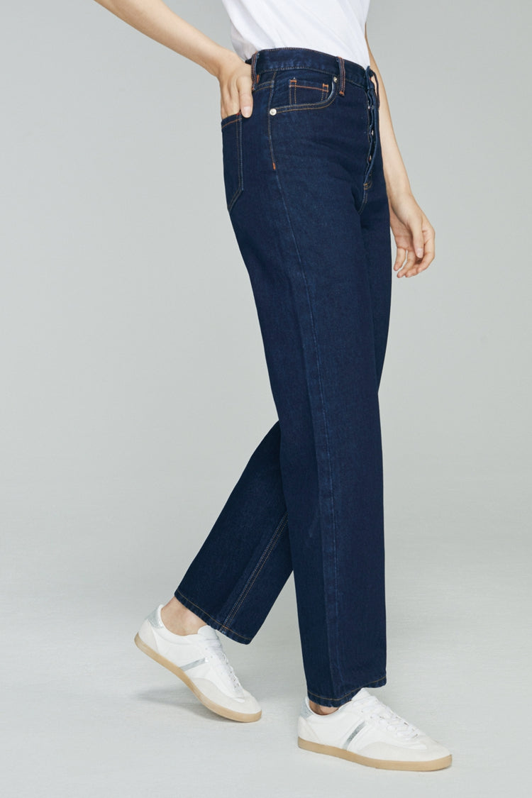 High Rise Straight Ankle Jeans Mid-weight Denim Manhattan HJ160