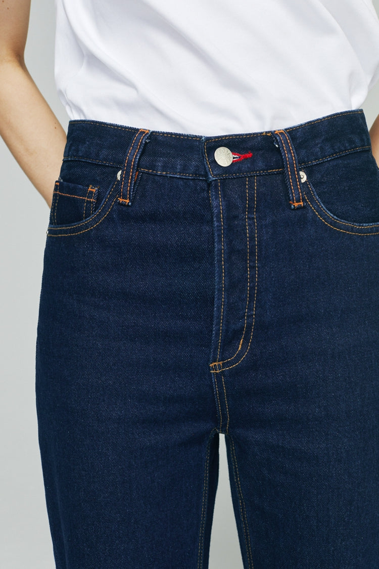 High Rise Straight Ankle Jeans Mid-weight Denim Manhattan HJ160
