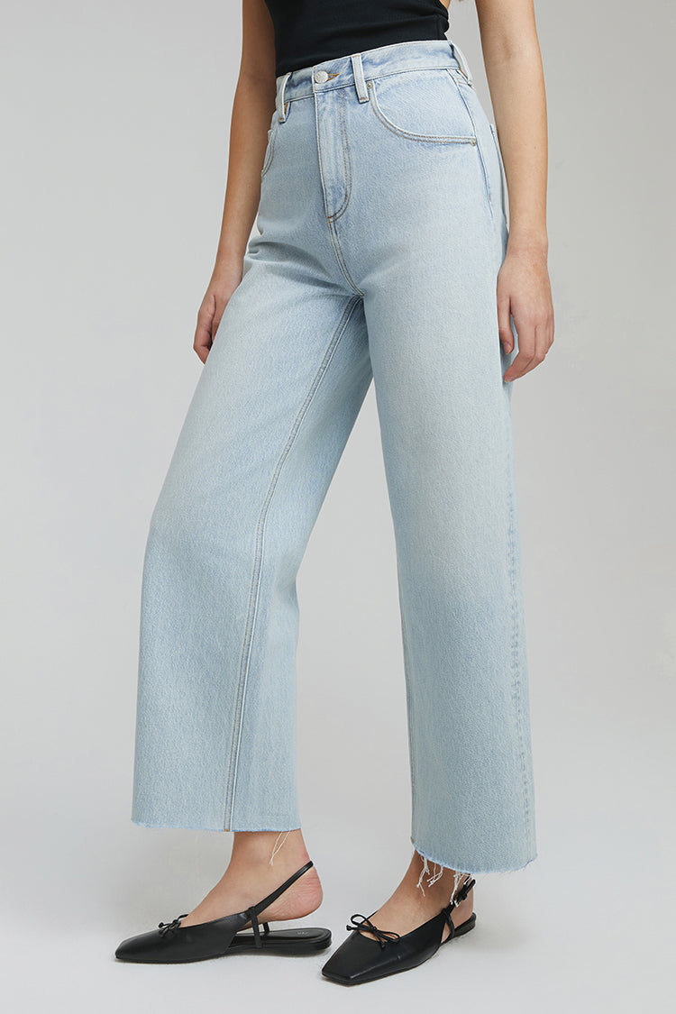 Moon Curve Raw Hem High-Rise Wide-Leg Crop Jeans Hey Joanie