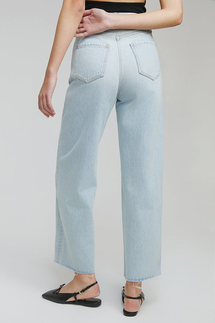 Moon Curve Raw Hem High-Rise Wide-Leg Crop Jeans Hey Joanie