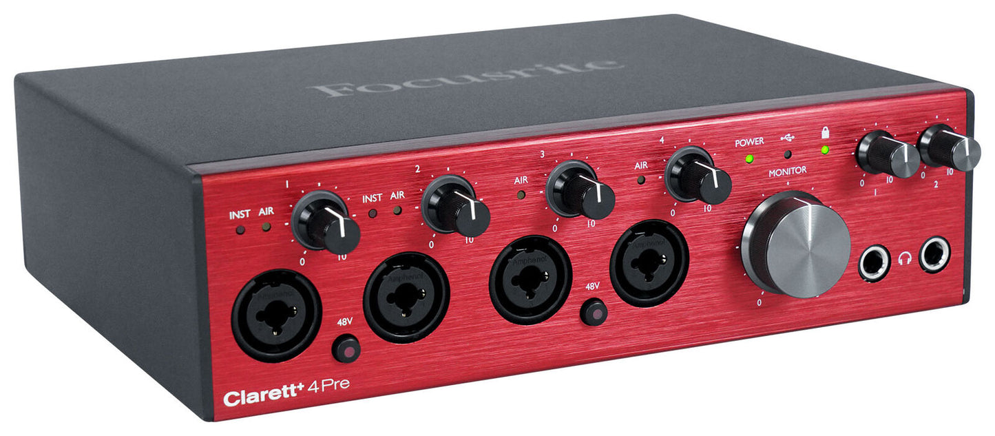 Focusrite Clarett+ 4Pre USB-C Audio Recording Interface with 4 Mic Preamps and ADAT
