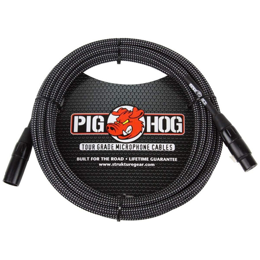 Pig Hog 30FT Black & White Woven Mic Cable 4 Pack PHM30BKW