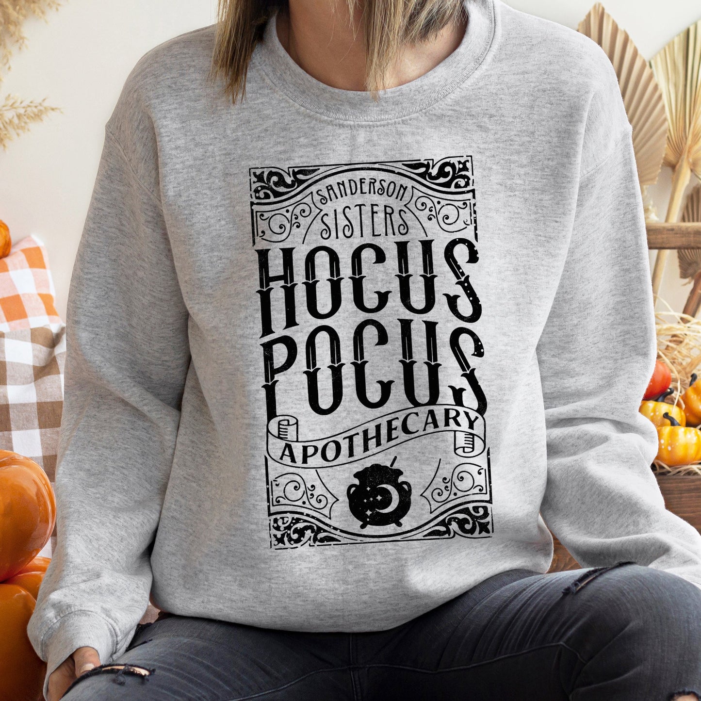 Hocus Pocus Vintage Halloween Sweatshirt Cozy Cotton-Polyester Blend