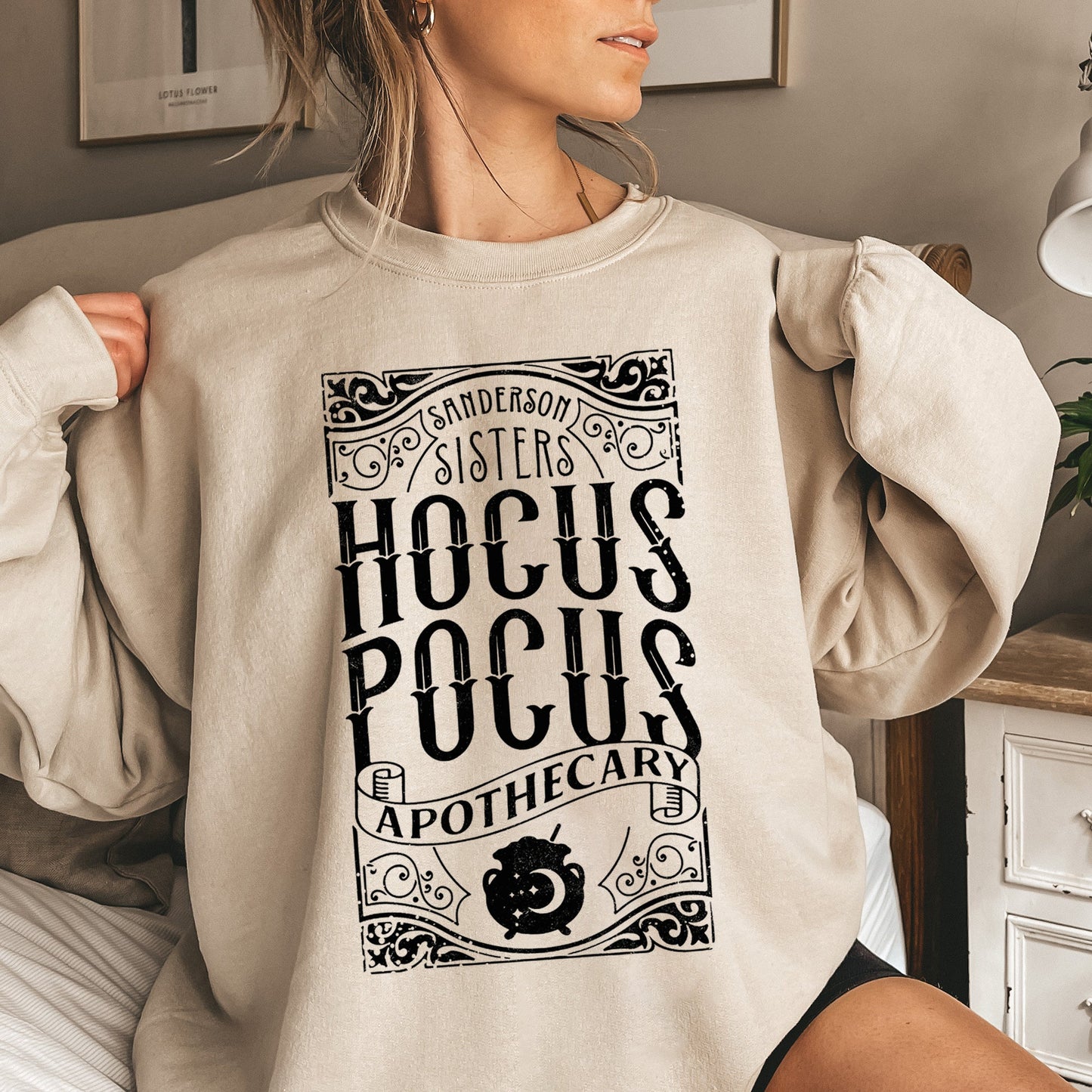 Hocus Pocus Vintage Halloween Sweatshirt Cozy Cotton-Polyester Blend