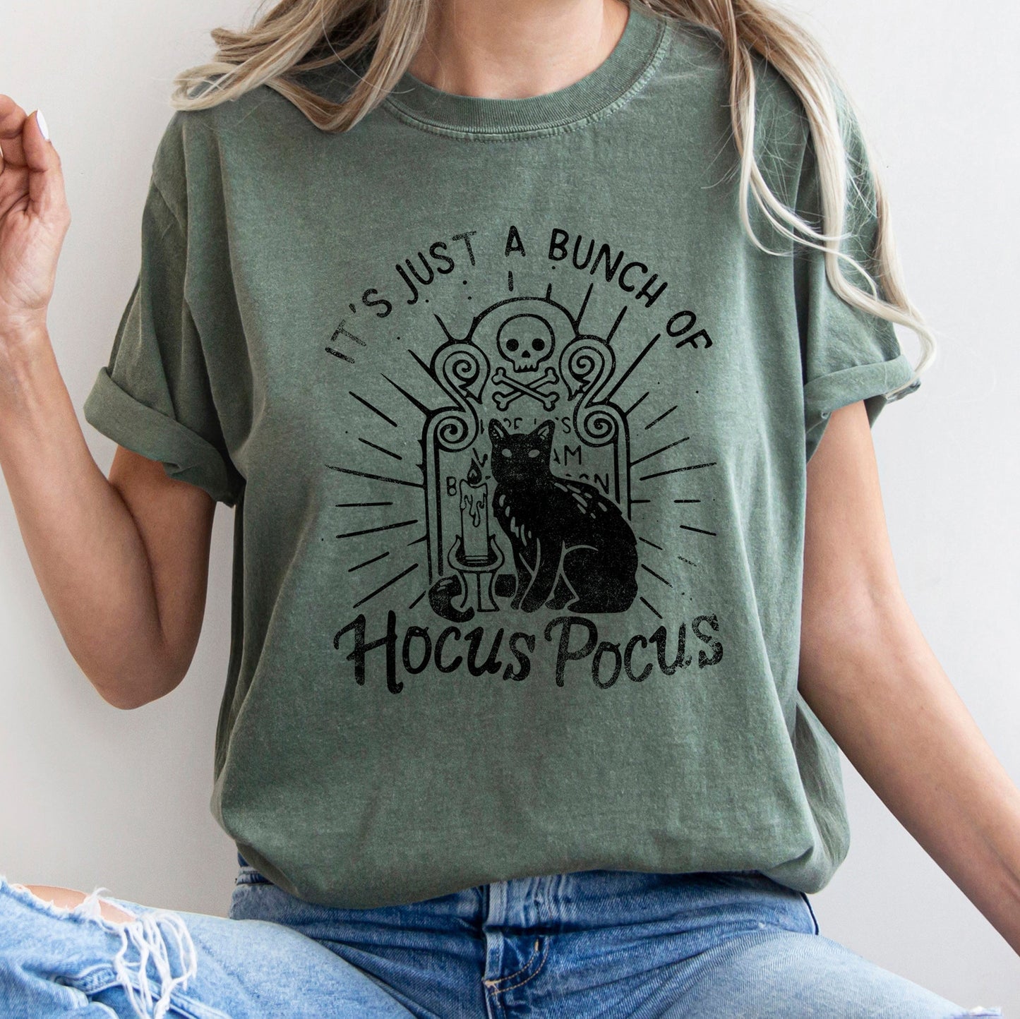 Hocus Pocus Retro Halloween Comfort Colors Tshirt It's Just A Bunch Of Hocus Pocus
