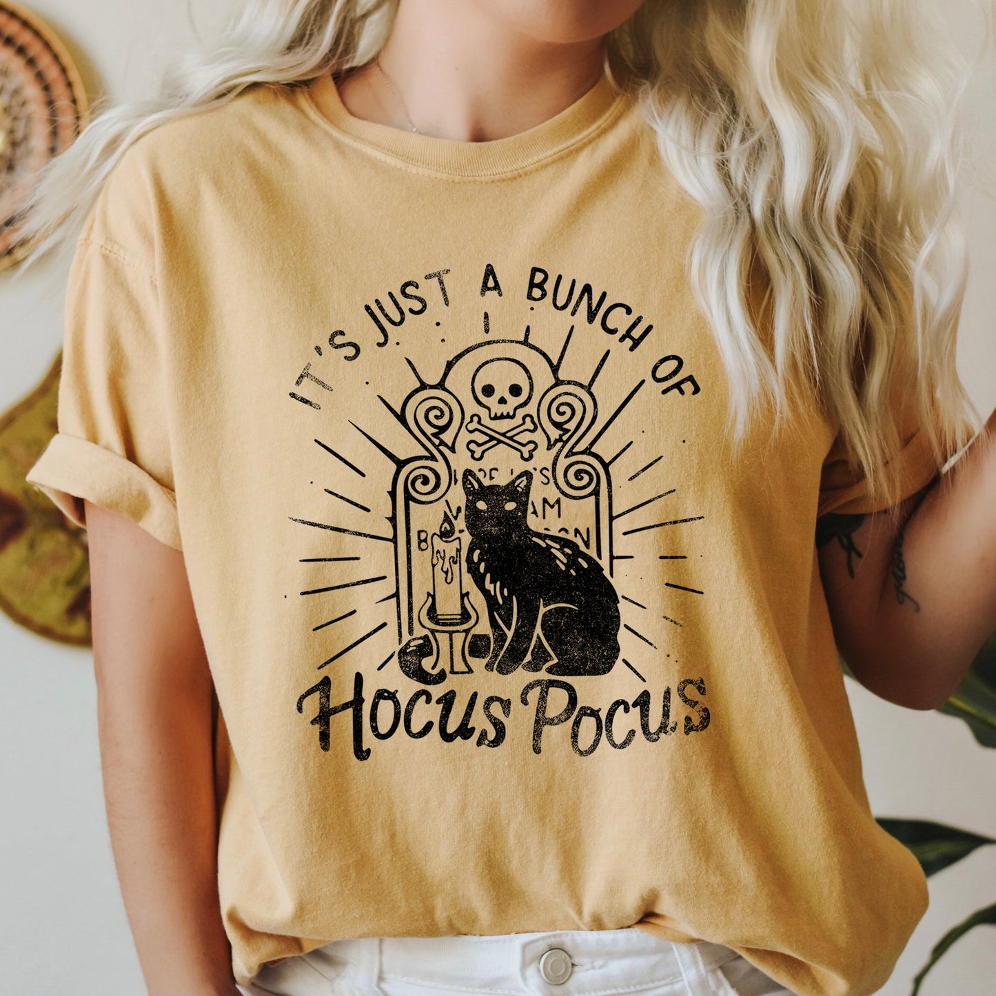 Hocus Pocus Retro Halloween Comfort Colors Tshirt It's Just A Bunch Of Hocus Pocus