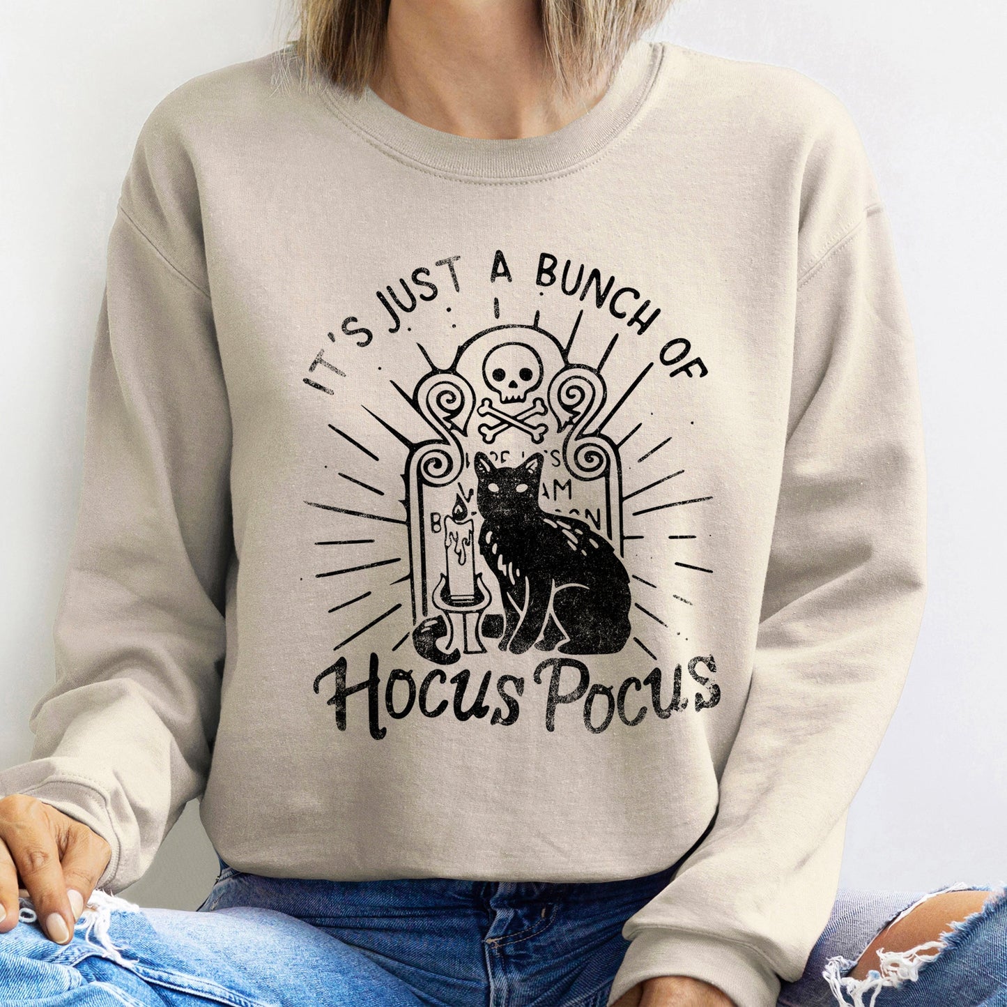 Bunch of Hocus Pocus Halloween Sweatshirt Cotton Polyester Blend