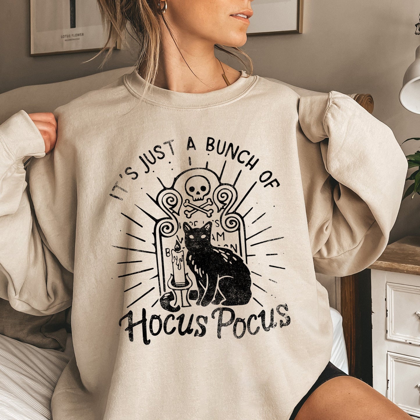 Bunch of Hocus Pocus Halloween Sweatshirt Cotton Polyester Blend