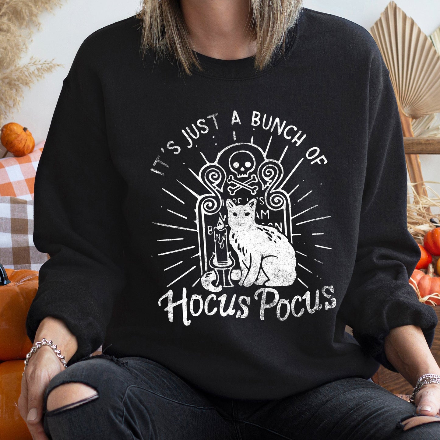 Hocus Pocus Bunch Halloween Sweatshirt Cotton Polyester Blend