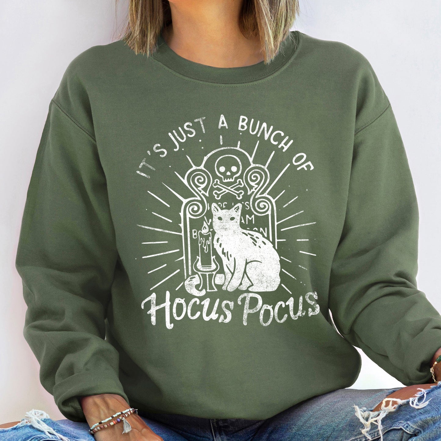 Hocus Pocus Bunch Halloween Sweatshirt Cotton Polyester Blend