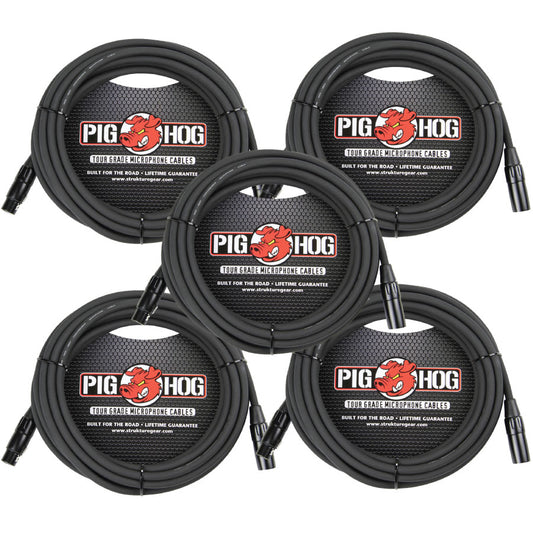 High Performance 8mm XLR Microphone Cable 20FT 5 Pack Pig Hog PHM20