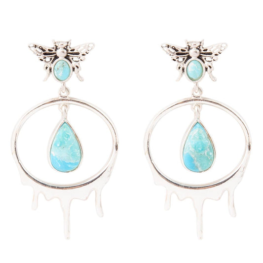 Blue Turquoise Sterling Silver Drop Earrings Honey