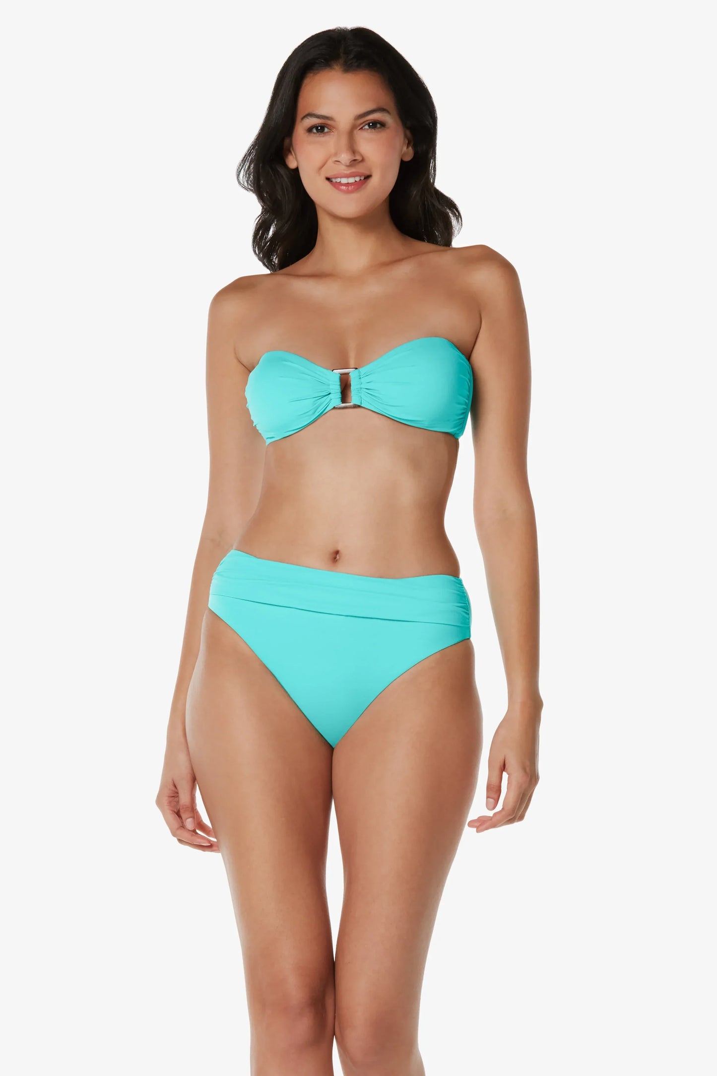 Shirred Bottom Textured Seafoam Aqua Swim Bottom Helen Jon