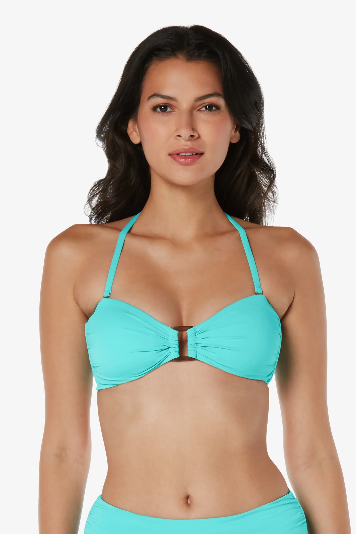 Hook Back Tortoise Textured Seafoam Aqua Bandeau Helen Jon