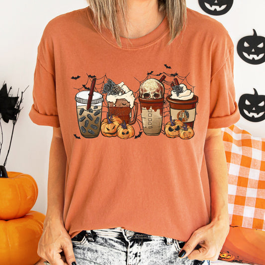 Horror Pumpkin Coffee Vintage Comfort Colors T-shirt