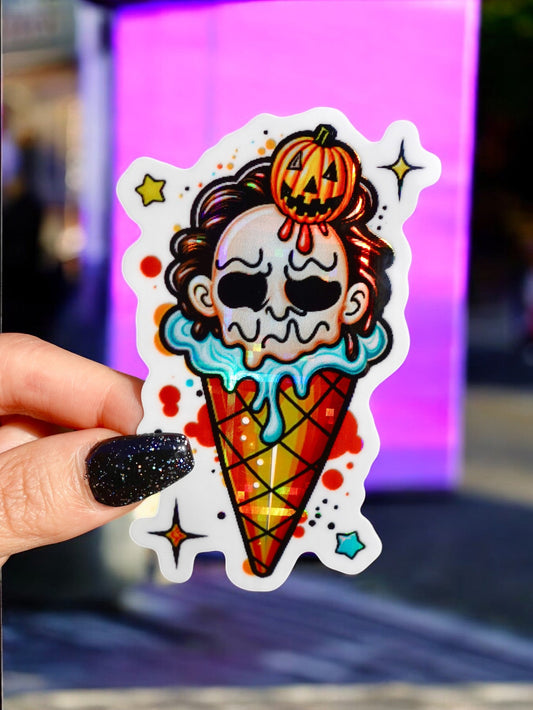 Horror Sundae Halloween Sticker Durable Waterproof 3x3 inches UntamedEgo LLC