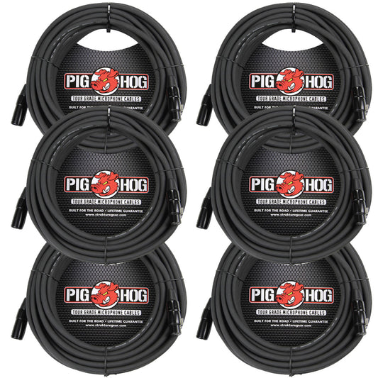 Pig Hog PHM50 8mm High Performance 50 Ft Microphone Cable 6 Pack