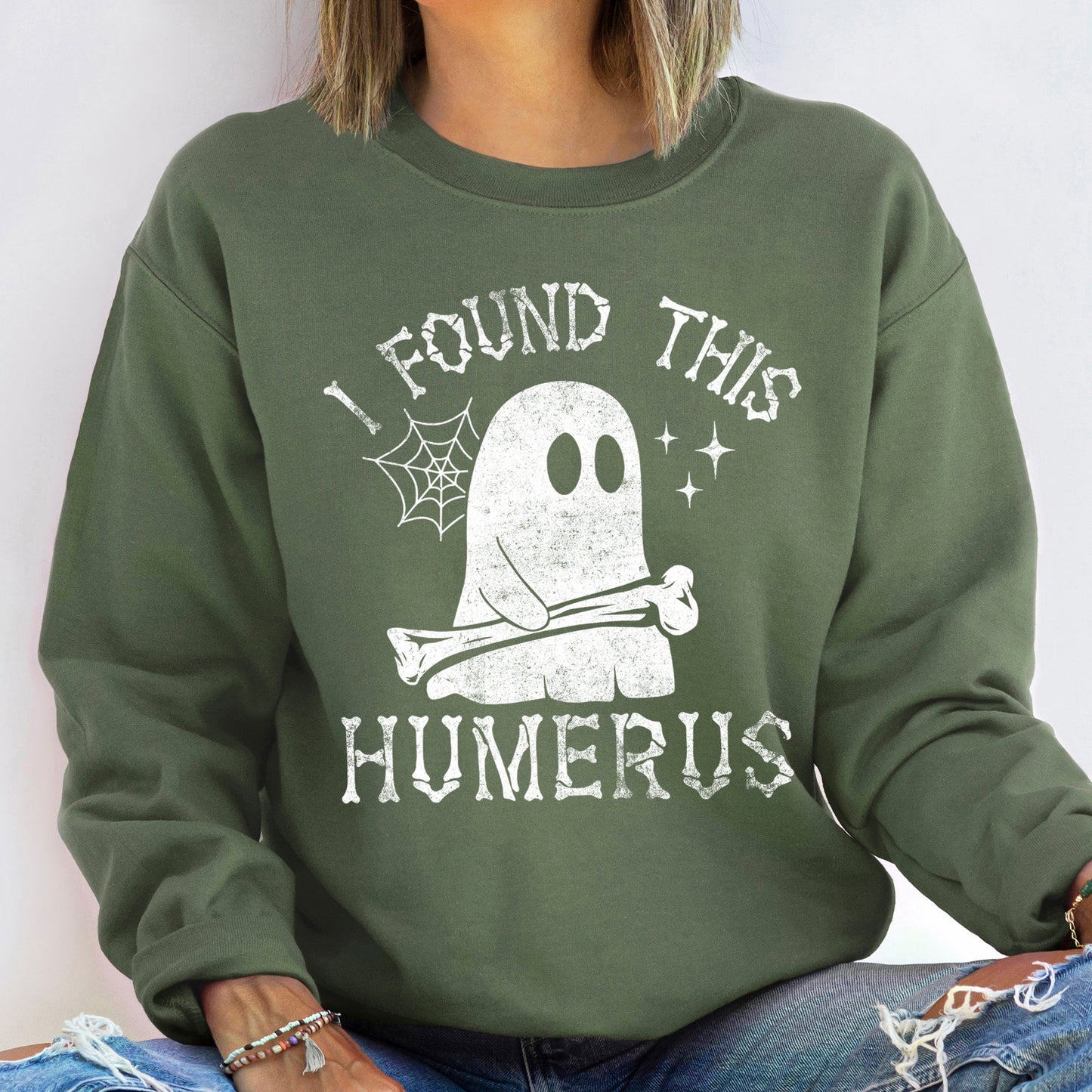 Humerus Ghost Vintage Halloween Sweatshirt Cotton Polyester Blend Refinery No. 1