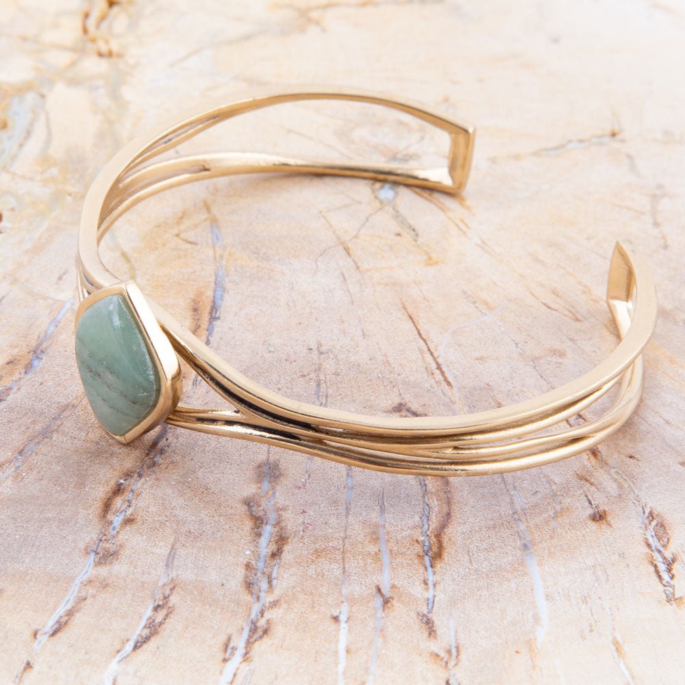 Green Aventurine Genuine Stone Cuff Bracelet Hush