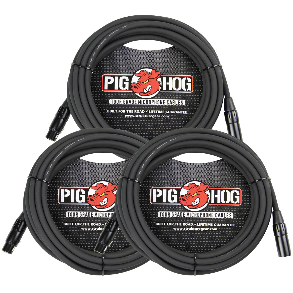 Pig Hog PHM30 High Performance 8mm Microphone Cable 30 Foot 3 Pack
