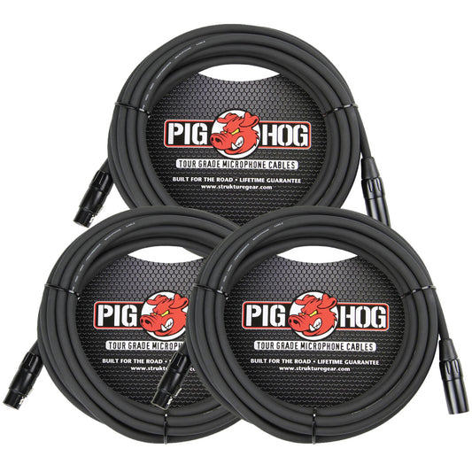 Pig Hog PHM30 High Performance 8mm Microphone Cable 30 Foot 3 Pack