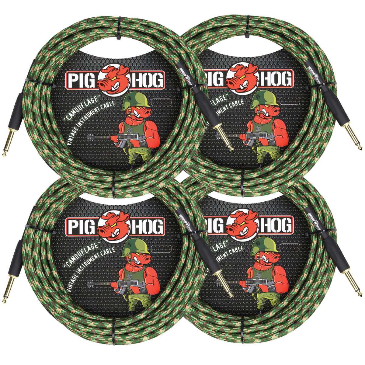 Pig Hog Camouflage 20 Foot Instrument Cable 4 Pack