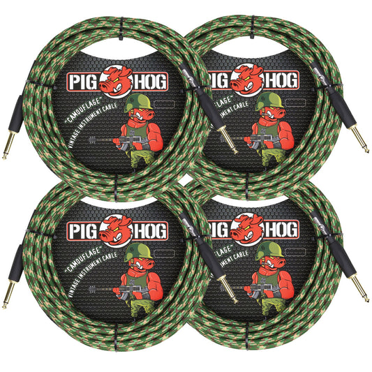 Pig Hog Camouflage 20 Foot Instrument Cable 4 Pack