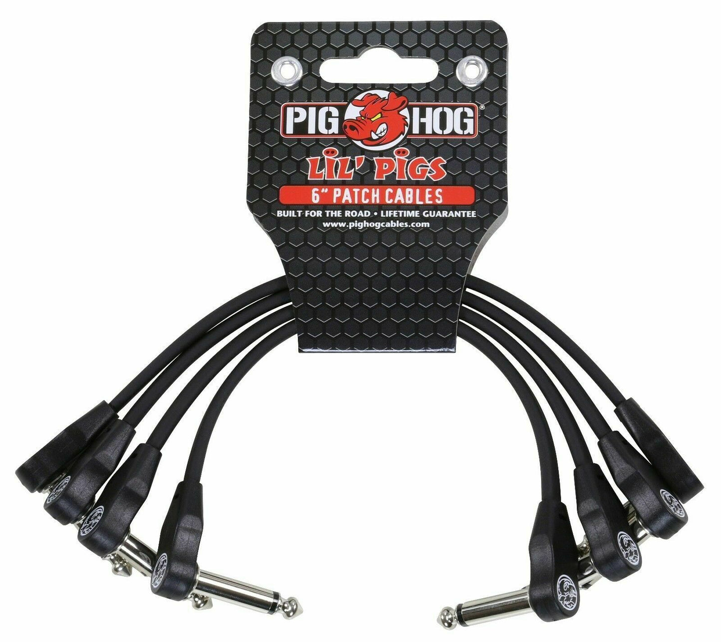 Pig Hog Lil' Pigs Low Profile Right-Angle 1/4' Instrument Cable 4 PACK
