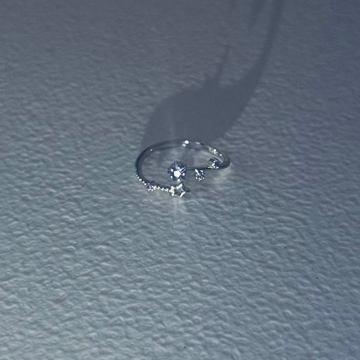 Hypoallergenic 925 Sterling Silver Adjustable Open Star Zircon Ring
