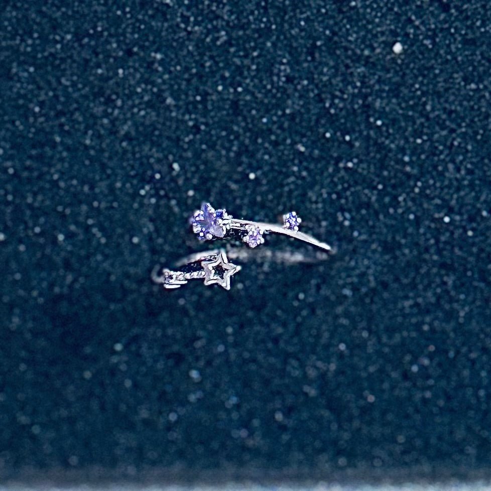 Hypoallergenic 925 Sterling Silver Adjustable Open Star Zircon Ring