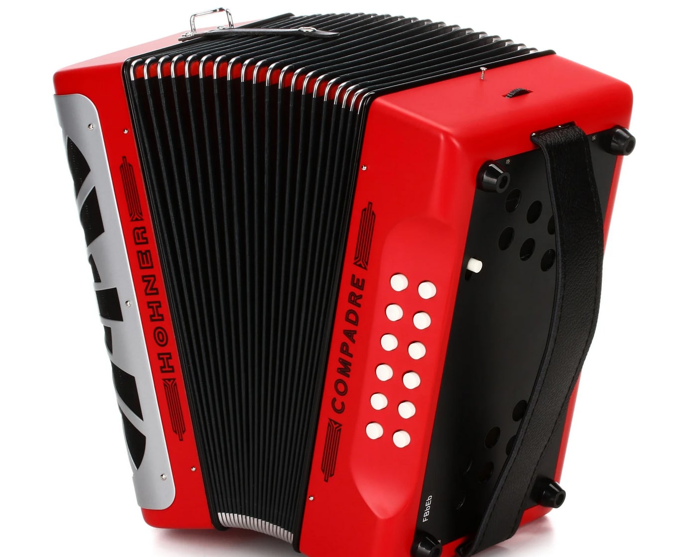 Hohner Compadre Red Diatonic Accordion Keys of F/Bb/Eb