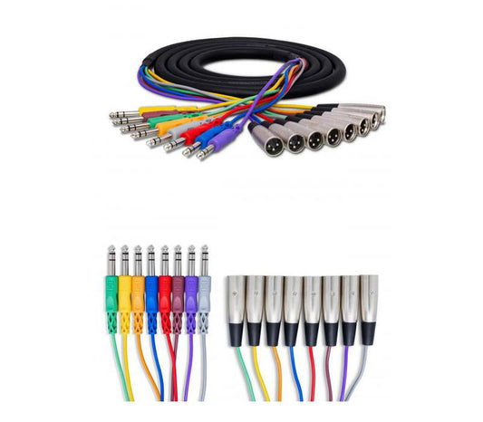 8-channel 6.6 foot Balanced Snake Cable 1/4 inch TRS Male to XLR Male Hosa