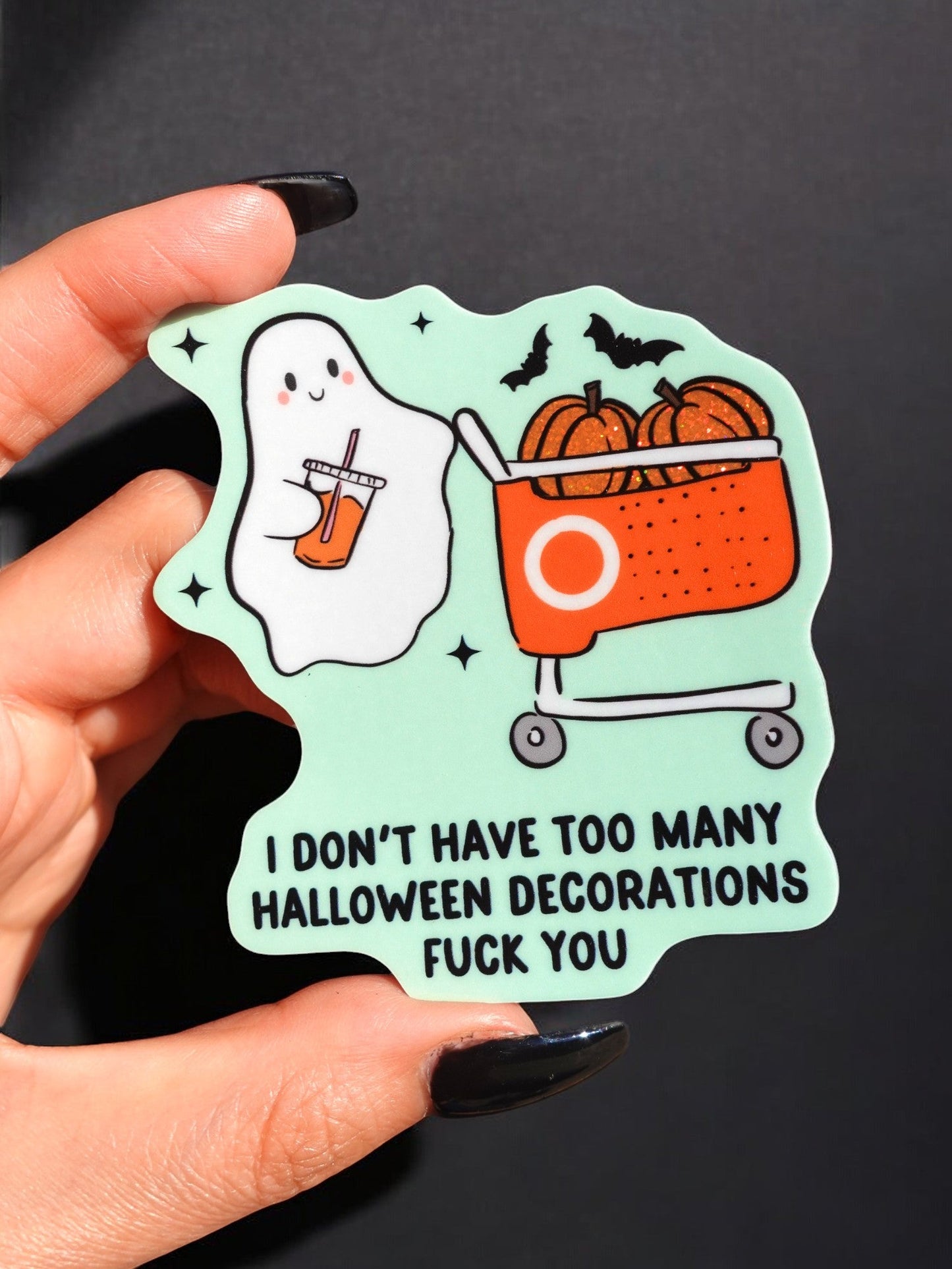 Halloween Sticker Glittery Waterproof 3x3 Inches UntamedEgo LLC