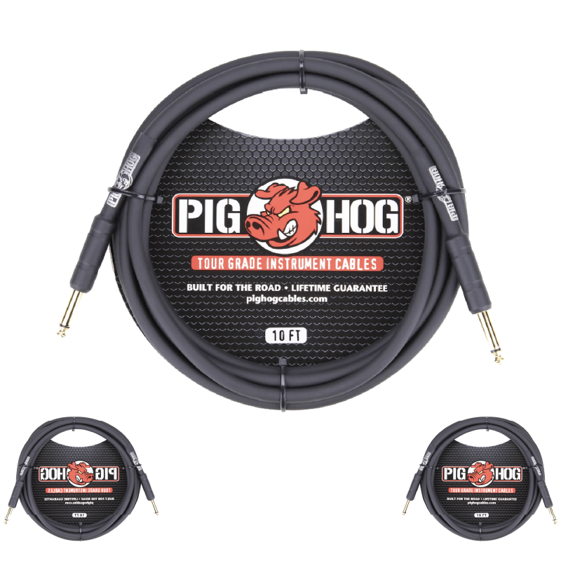 Instrument Tour Grade 1/4-1/4inch 10ft 8mm Black Cable Pig Hog