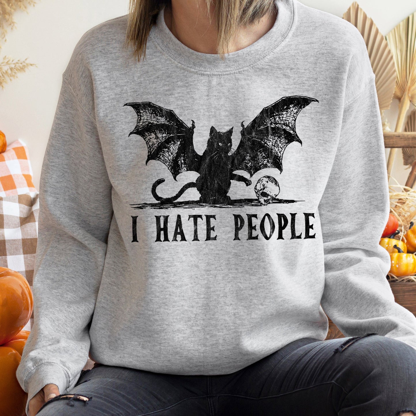 I Hate People Halloween Sweatshirt Unisex Cotton Polyester Blend Refinery No. 1