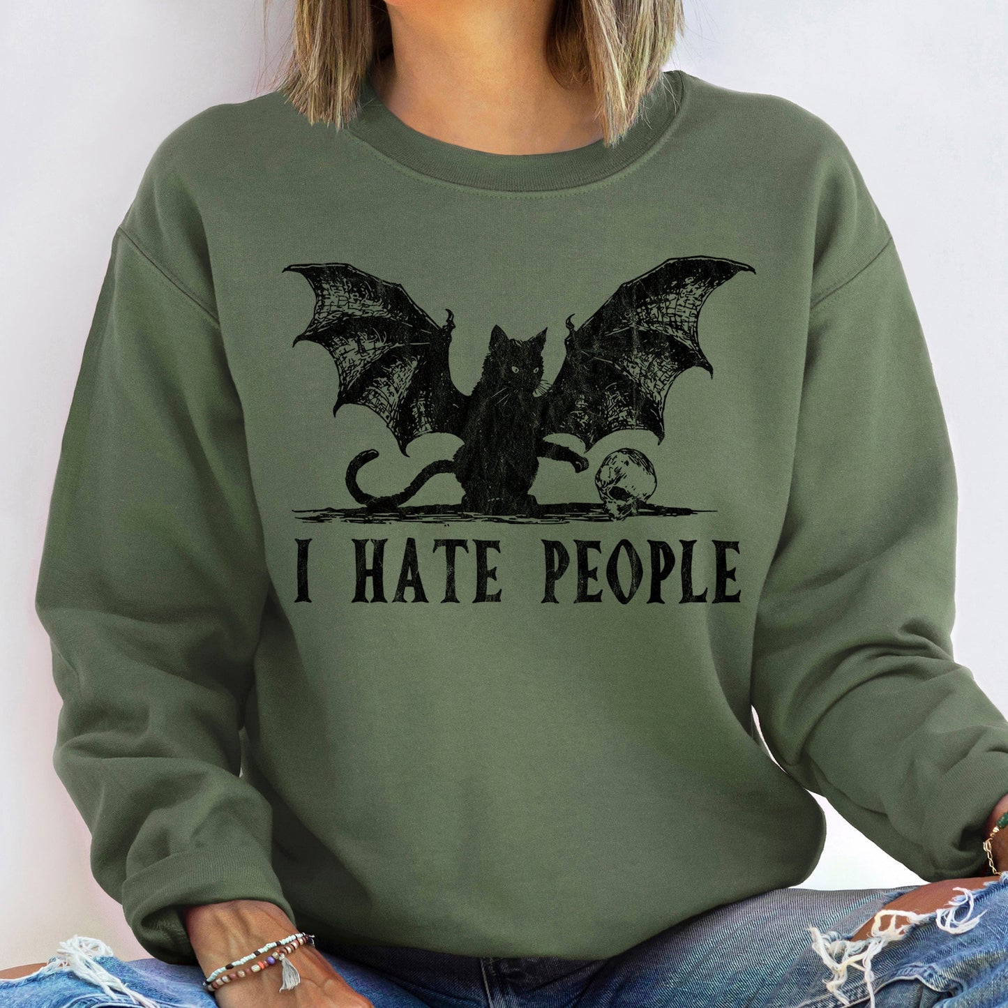 I Hate People Halloween Sweatshirt Unisex Cotton Polyester Blend Refinery No. 1