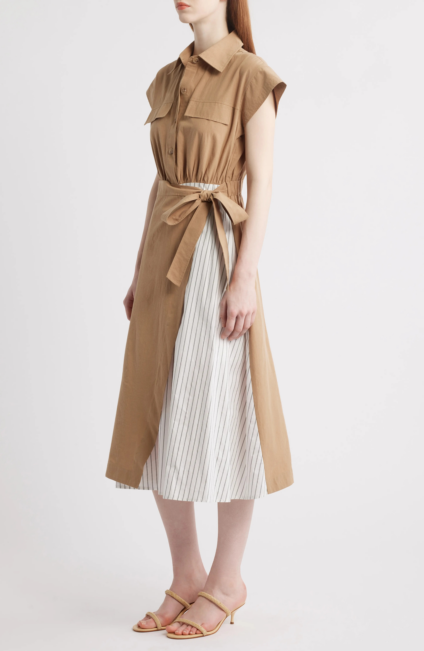 Tie Waist Midi Tie Belt Shirtdress