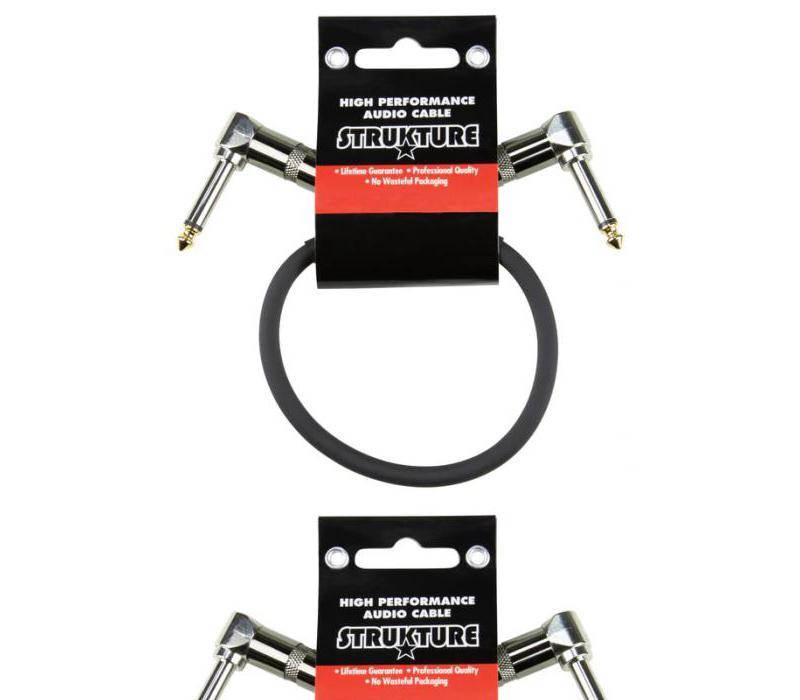 Strukture SC01RR ¼ right-angle instrument guitar cord pedal 1ft patch Cable  -NEW
