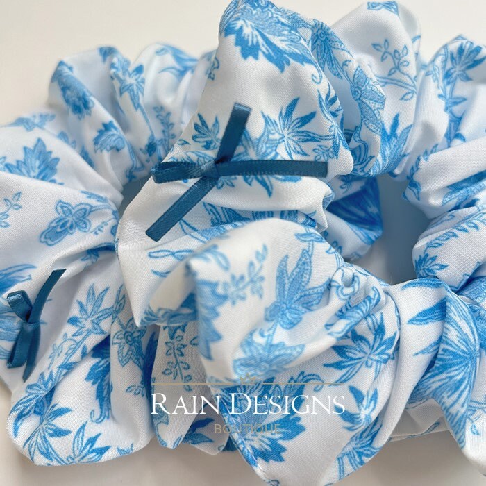 Coconut Leaf Printed Cotton Scrunchie Hair Tie